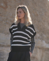 Strick Troyer Streifen Oversized Fit Bio-Baumwolle — Ansicht 2