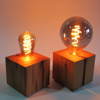 Skumring Bedside Lamp – Oak Wood | 12x12cm | handmade