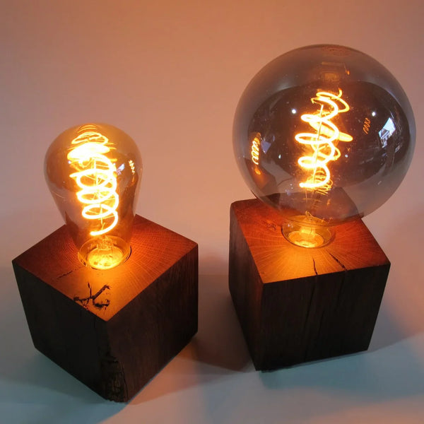 Skumring Bedside Lamp Smoked Oak Handmade Dimmable LED