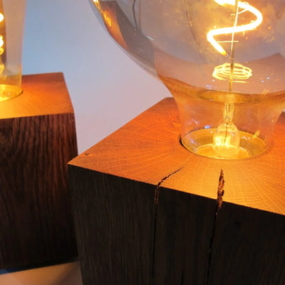 Skumring Bedside Lamp Smoked Oak Handmade Dimmable LED