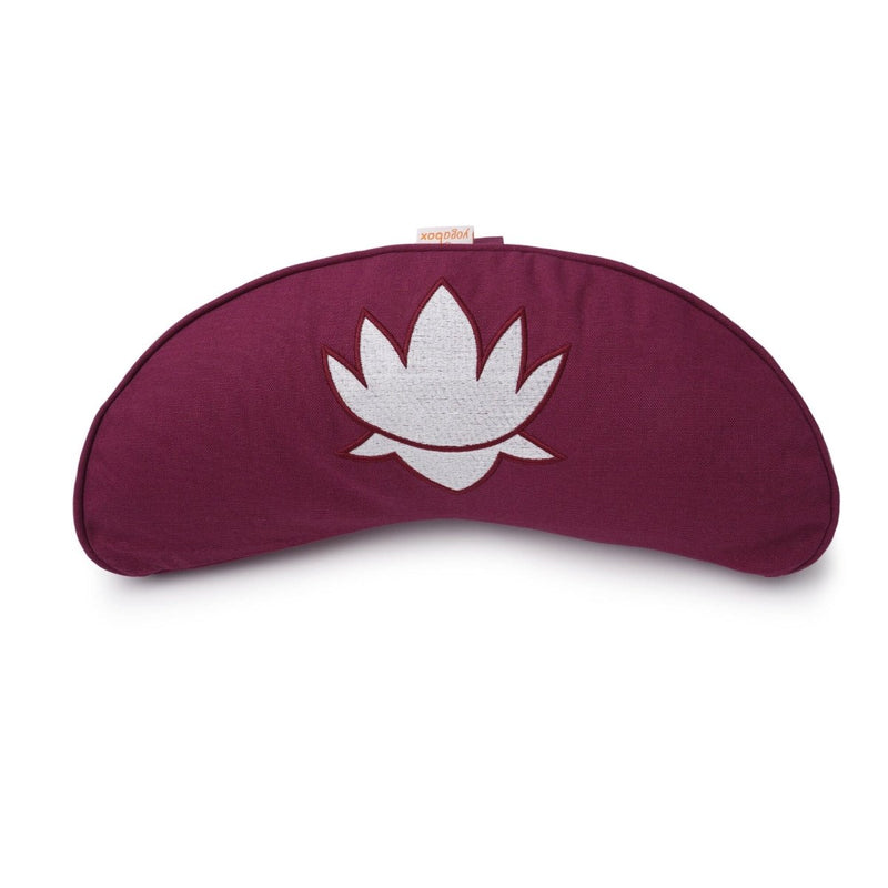Yoga Cushion Half-Moon BASIC Lotus Embroidery White – Meditation Cushion Buckwheat — YOVANA GmbH • yogabox.de